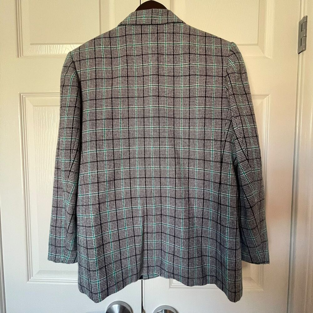 Koret Vintage Women’s Size 12 Plaid Single-Button Y2K Blazer Teal Black Jacket - Picture 3 of 8